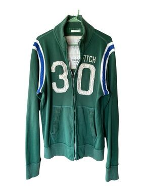 Vintage Abercrombie & Fitch NY Jacket XL Green Full Zip Muscle Fit Heavy Y2K